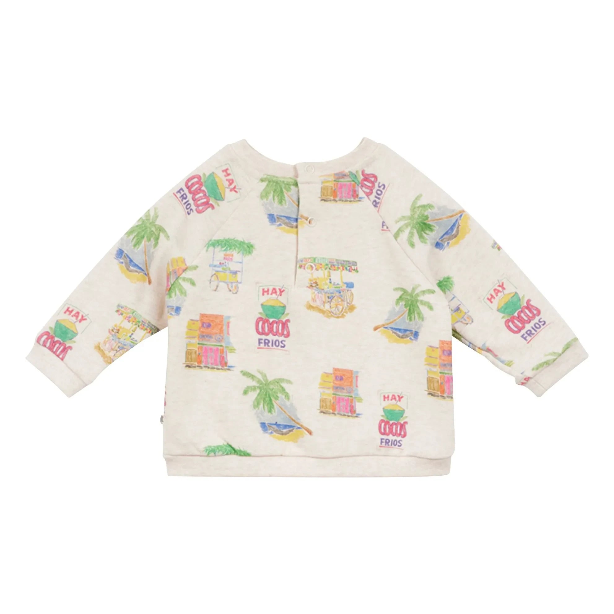Arsène et Les Pipelettes - Organic Cotton Baby Palm Sweatshirt | Heather Beige