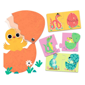 Djeco - Funny Eggs Zwei-Drei-teilige Puzzles