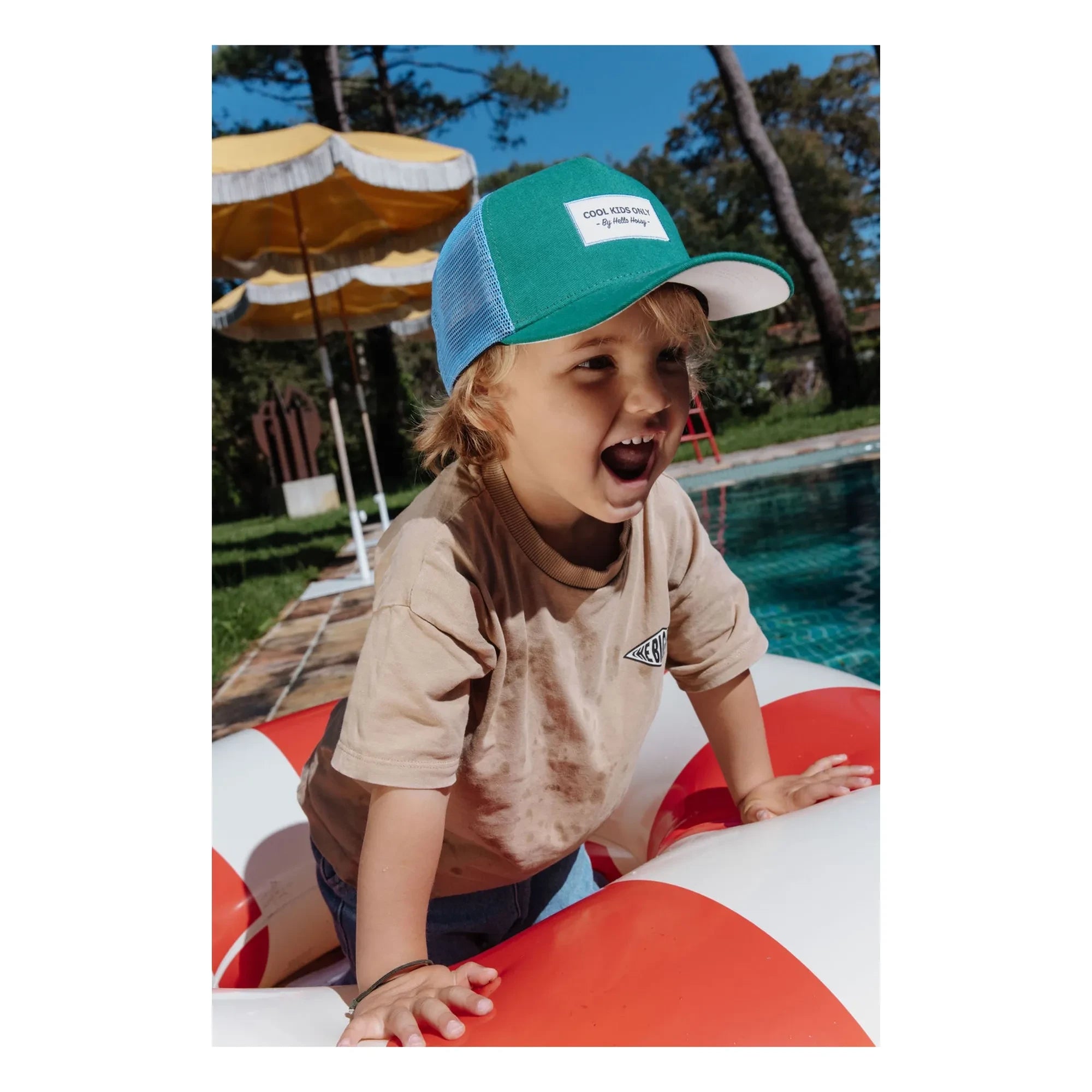 Hello Hossy - Gebogene Krempe Trucker Mütze Mini Flach Bio-Baumwolle | Grün