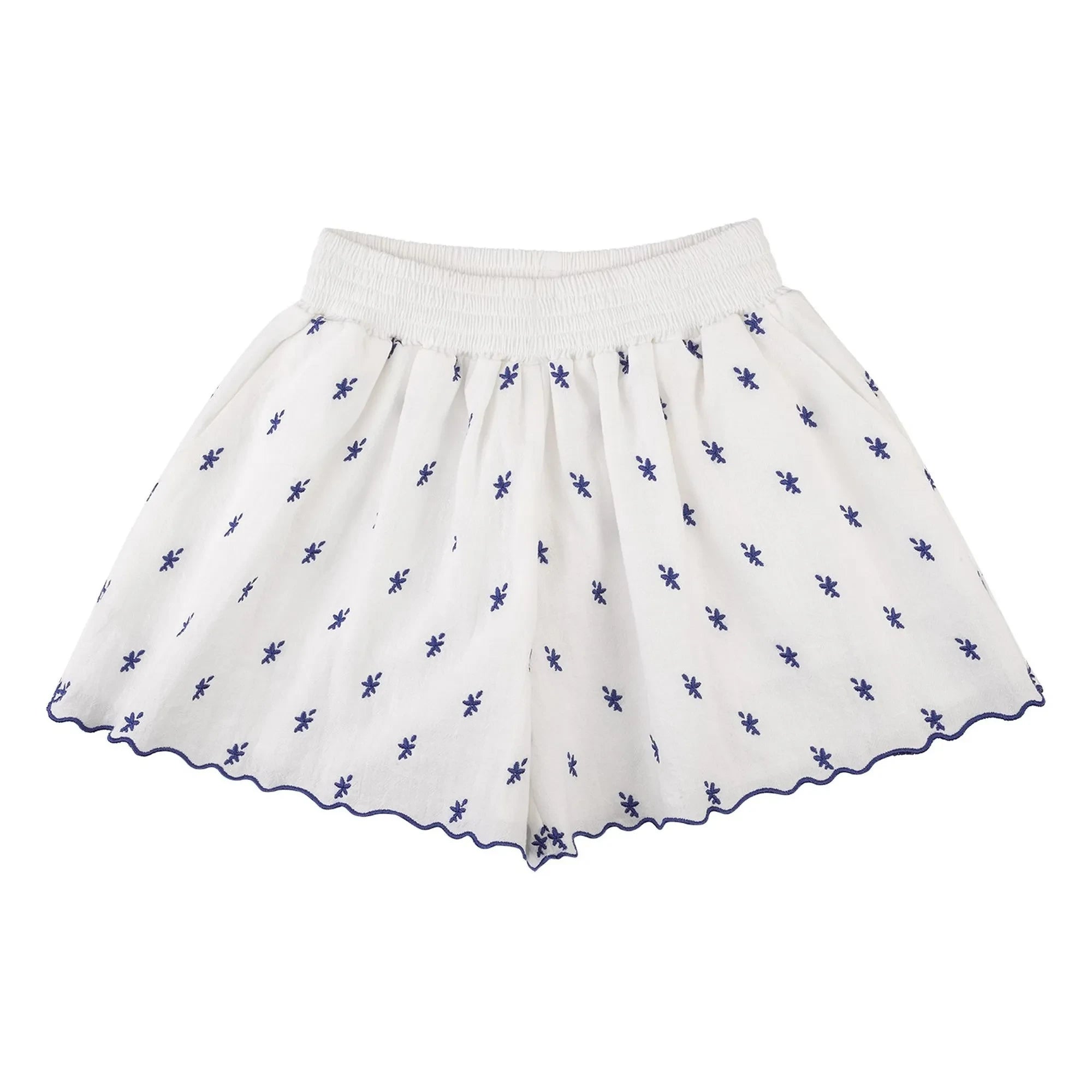 THE LiTTLE POETS - Shorts mit Deolinda-Blumenstickerei | Weiß