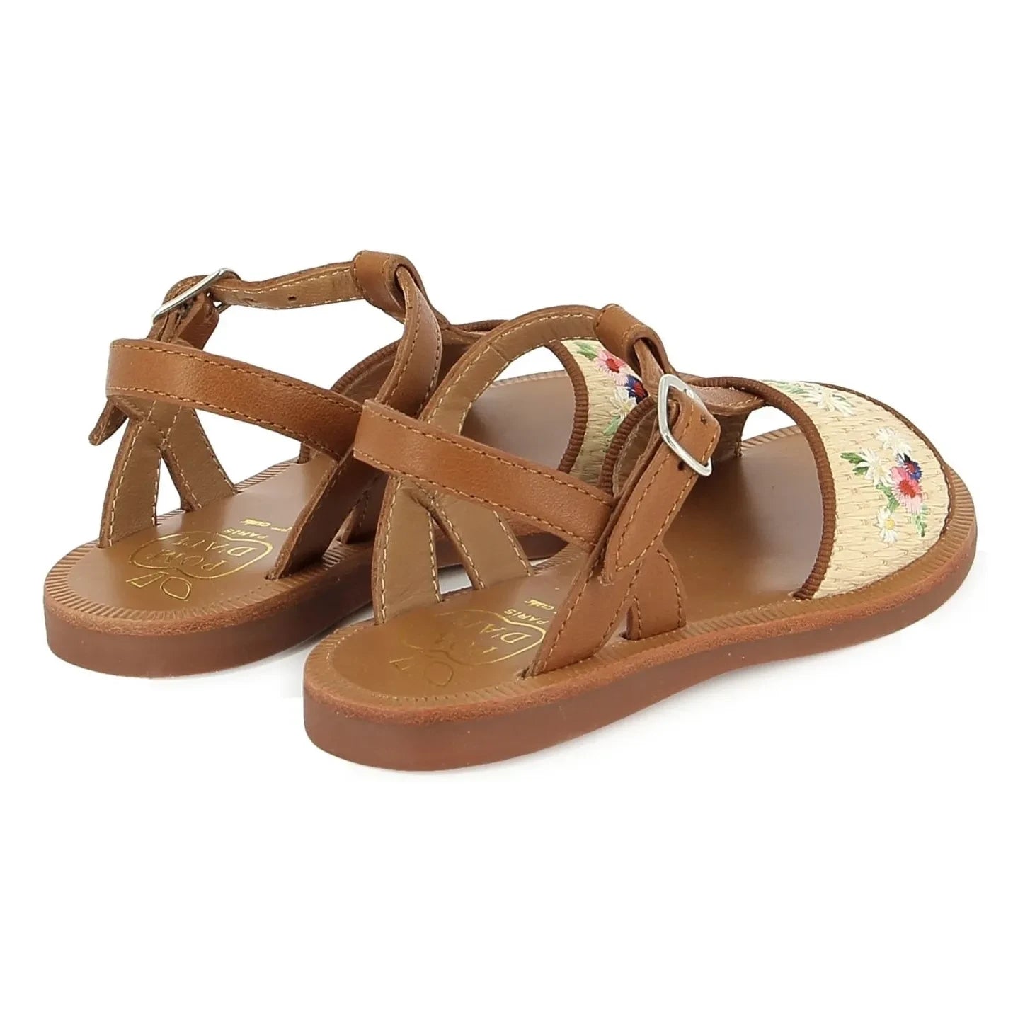 Pom d'Api - Sandals Plagette Raphia Brod | Cream