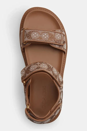 Coach Brynn Crystal Signature Sandal Kadın Düz Taban Deri Sandalet