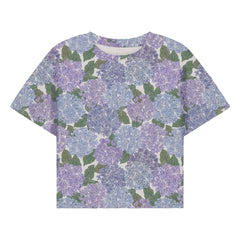 Studio Bohème - Crop Flow T-Shirt with Floral Pattern Organic Cotton | Lilac