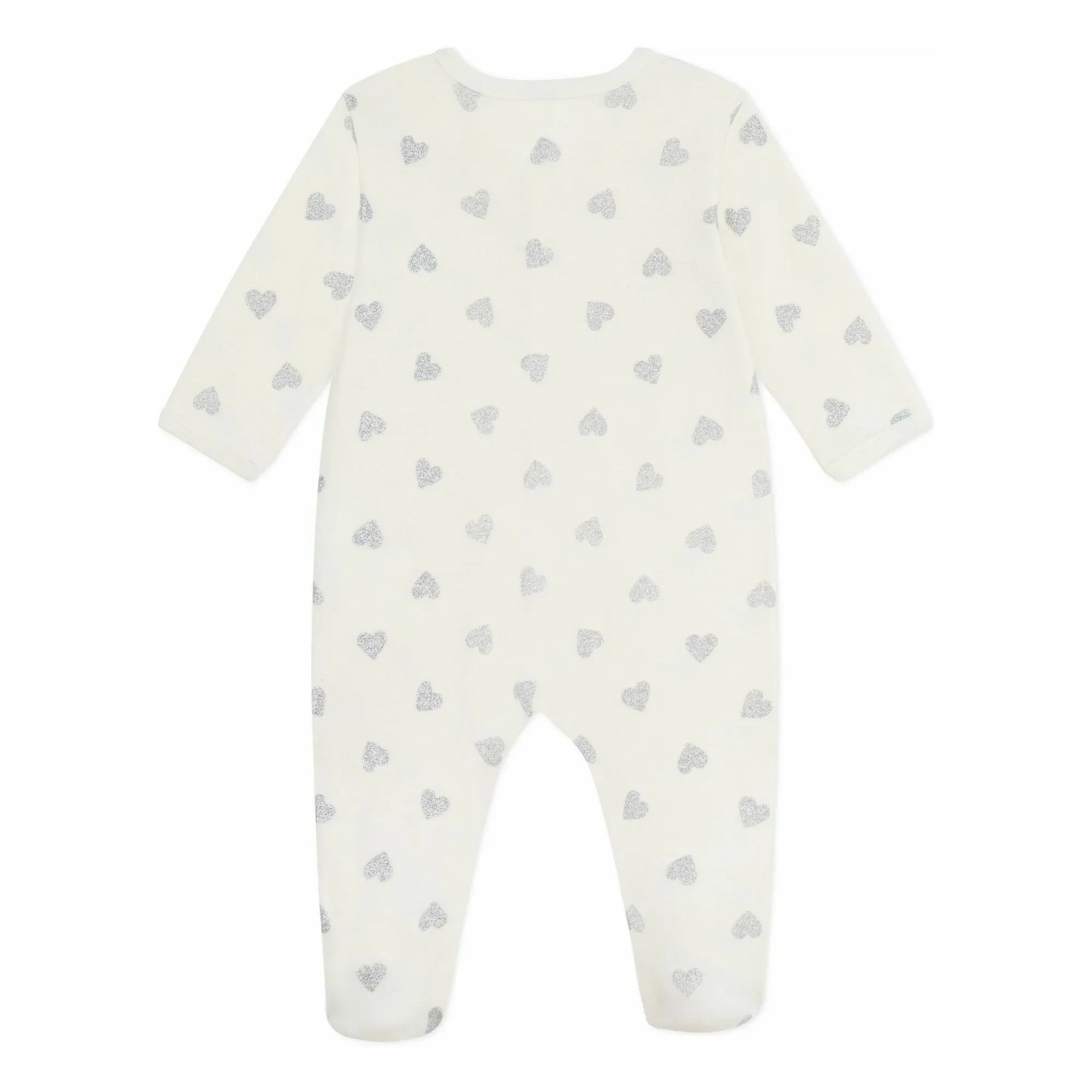 Petit Bateau - Dors Bien Cœurs Pailletés Organik Pamuklu Pijama | Ekru