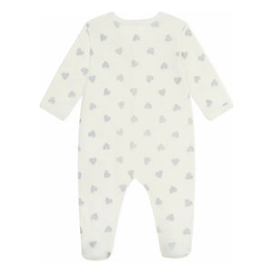 Petit Bateau - Dors Bien Cœurs Pailletés Organik Pamuklu Pijama | Ekru