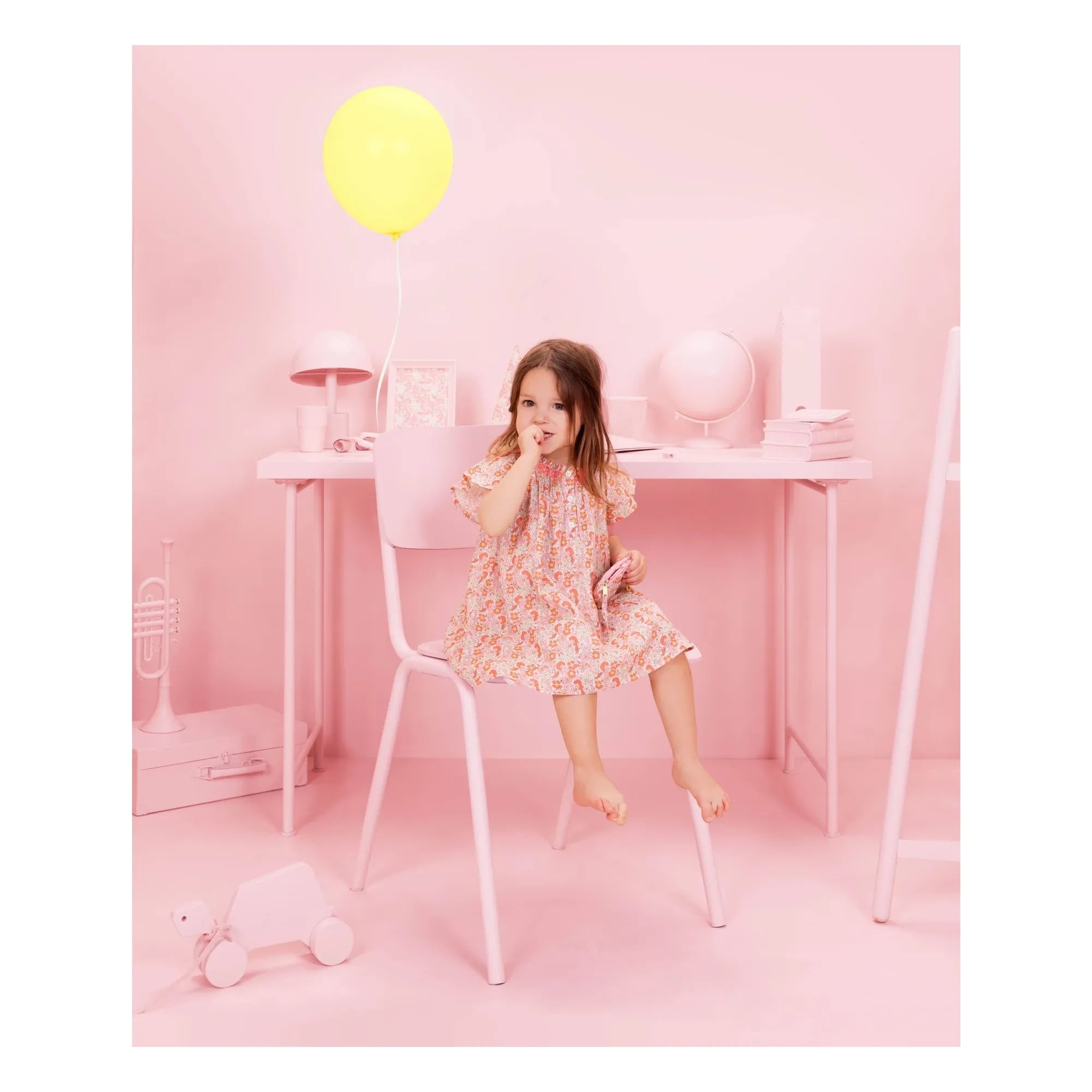 Bonton - Noisette Fleurie Büzgülü Elbise | Pembe