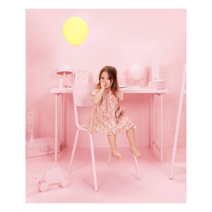 Bonton - Noisette Fleurie Büzgülü Elbise | Pembe