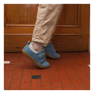 Lazare - Mahaut Gestreifter Wildleder-Sneaker | Jeansblau