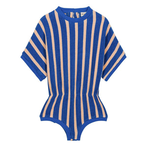 We Are Kids - Romy Striped Organic Cotton Towel Romper | Blue