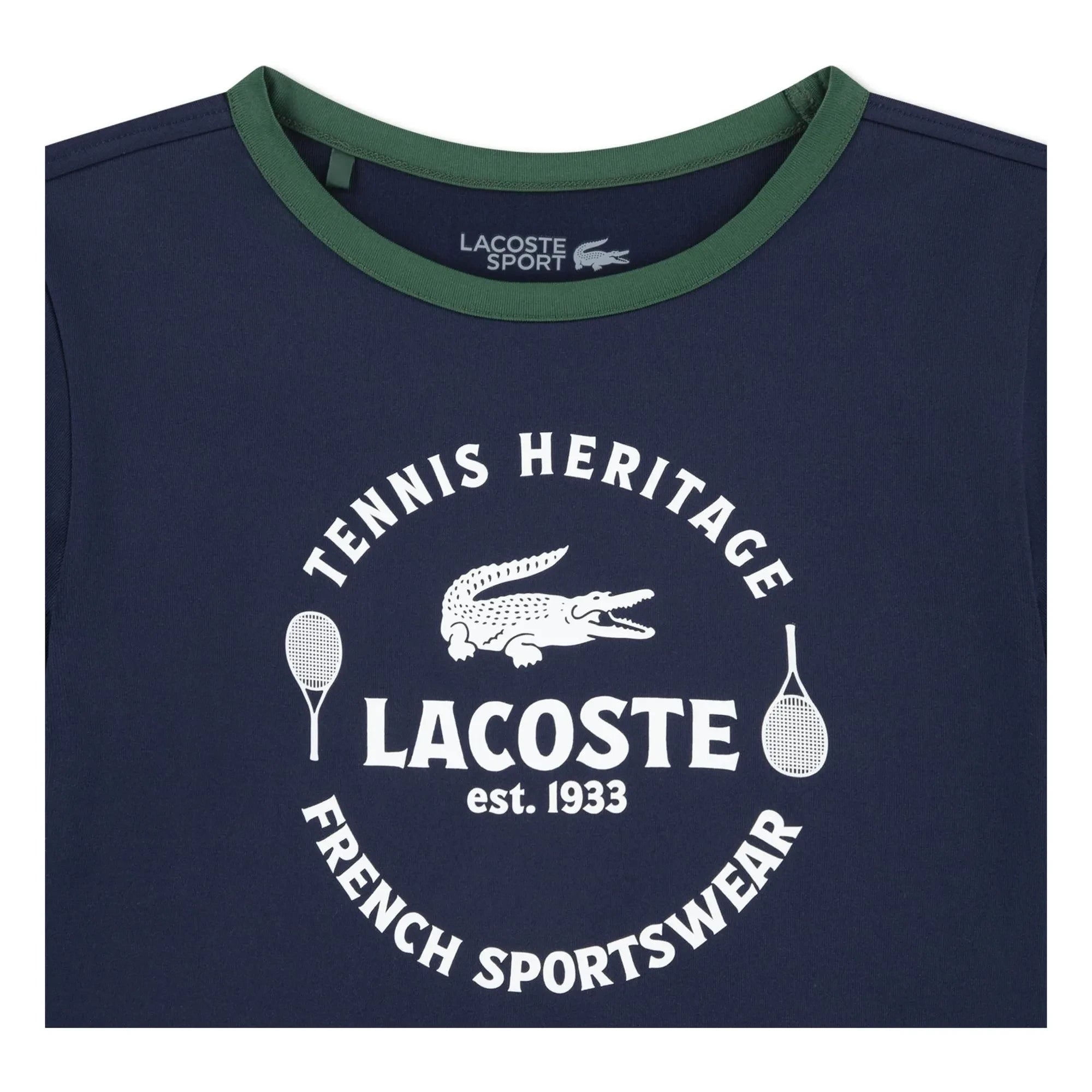 Lacoste - Contrast Collar Recycled Fiber Sports T-Shirt | Navy Blue