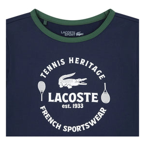 Lacoste - Contrast Collar Recycled Fiber Sports T-Shirt | Navy Blue
