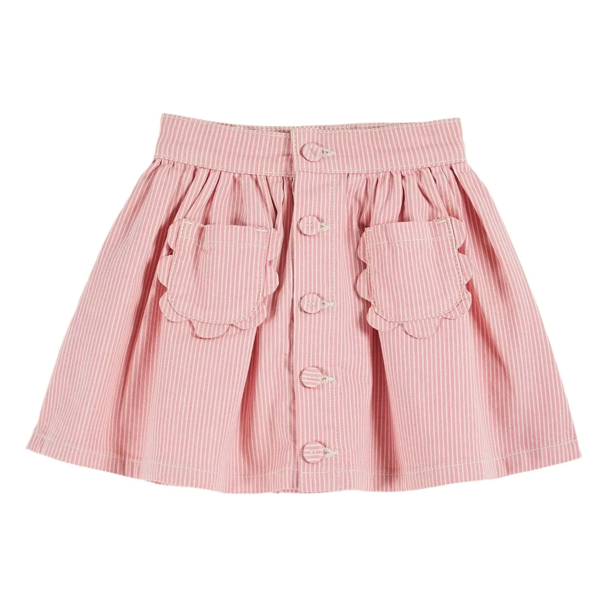 Emile et Ida - Striped Floral Skirt | Pink