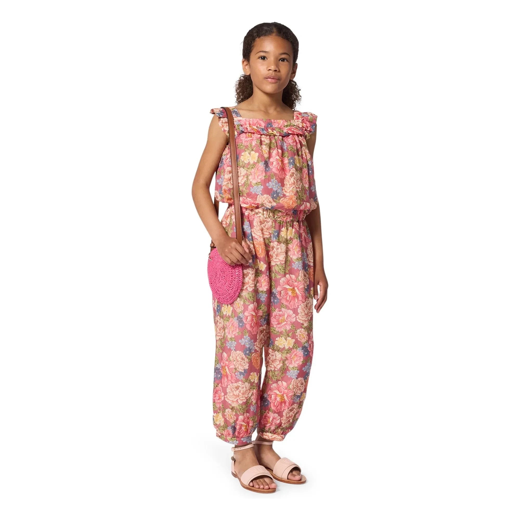 Chloé - Organic Cotton Floral Dungarees | Dusty Pink