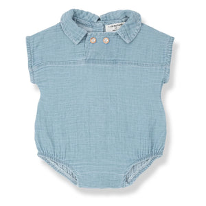 1+ in the family - Denim Claudine-Kragen Overall Zacinto | Hellblau