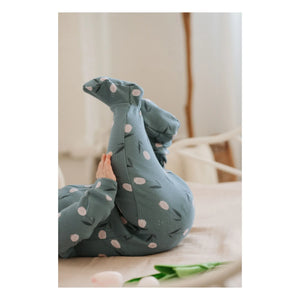 Petit Lem - Pyjama mit Blumenmuster aus Bio-Baumwolle | Blau Grün
