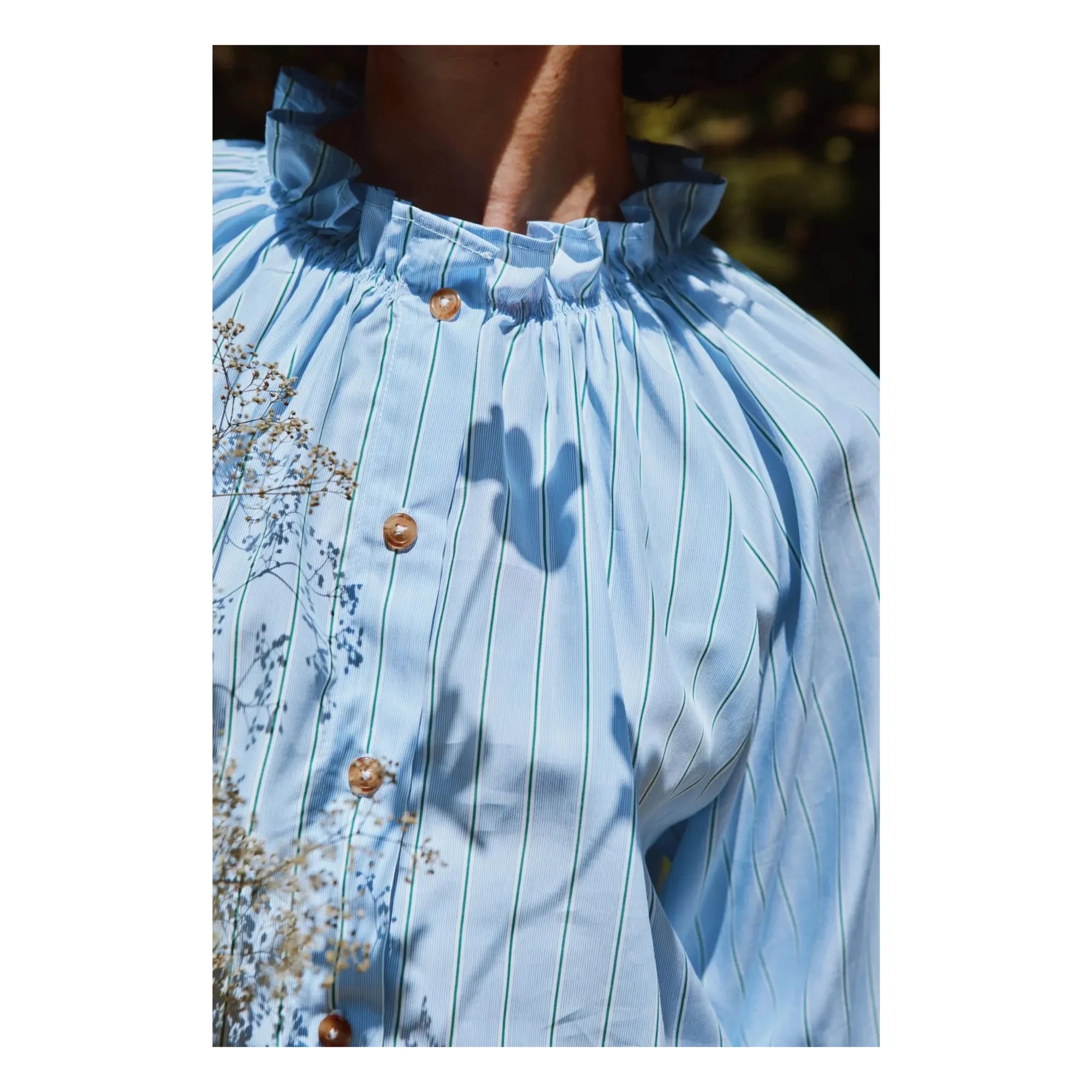 Poudre Organic - Gestreifte Bluse Garam | Grün