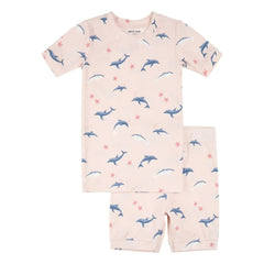 Petit Lem - Dolphins Organik Pamuk ve Modal Kısa Pijama | Pembe