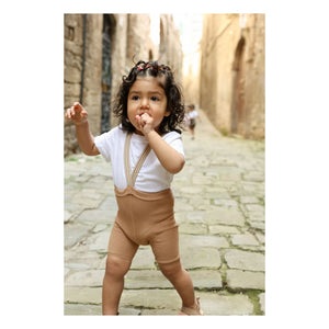 Silly Silas - Gestreifte kurze Leggings aus Bio-Baumwolle | Hellbraun
