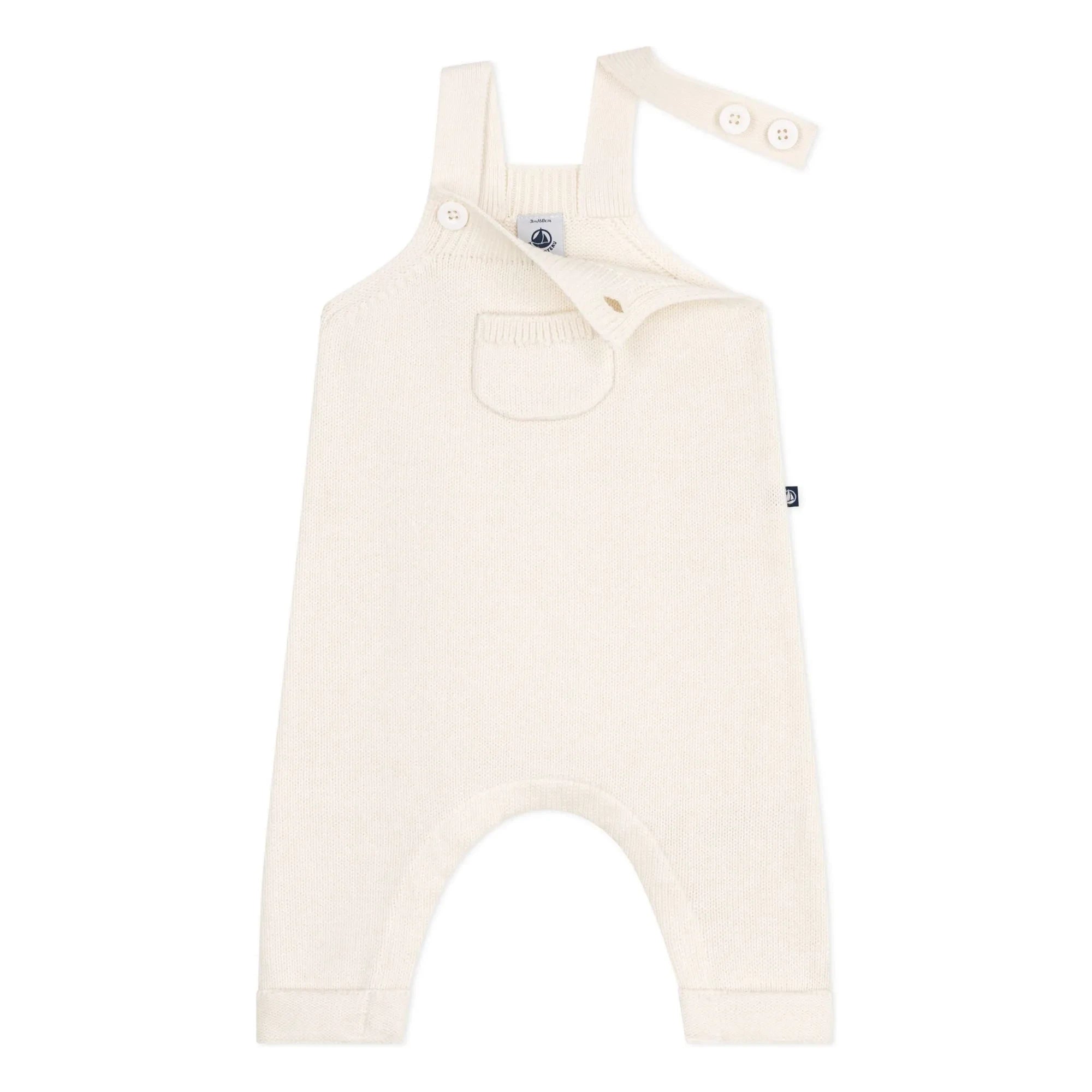 Petit Bateau - Wool Knit Overalls | Ecru