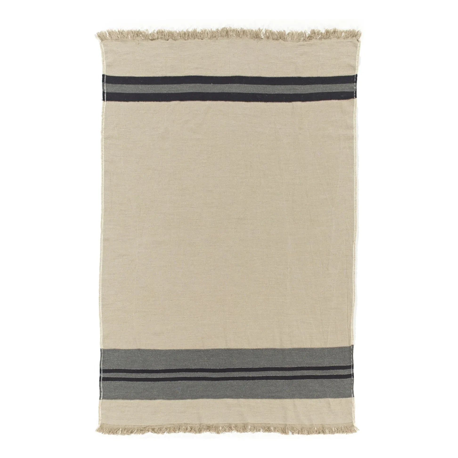 Libeco - Black House Stripe Leinenplaid | Anthrazit