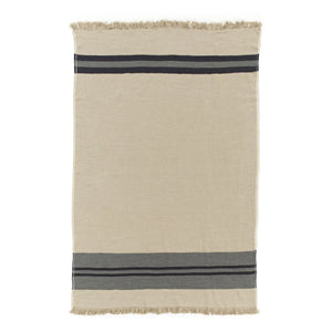 Libeco - Black House Stripe Leinenplaid | Anthrazit