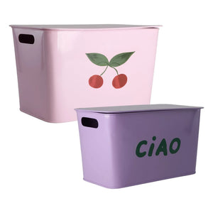 Rice - Duvara monte saklama kutuları - 2'li Set | Pembe