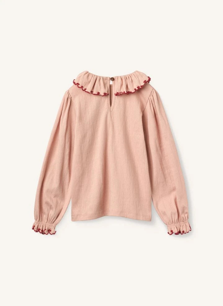 Copenhagen Colors - Krepbluse mit Rüschenkragen | Hellrosa