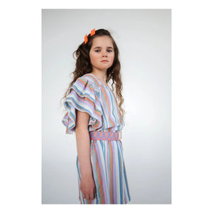 Repose AMS – Gestreiftes Tencel-Rüschenkleid | Weiß