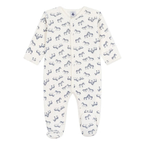 Petit Bateau - Pyjamas Dors Bien Zèbres Organik Pamuk | Ekru