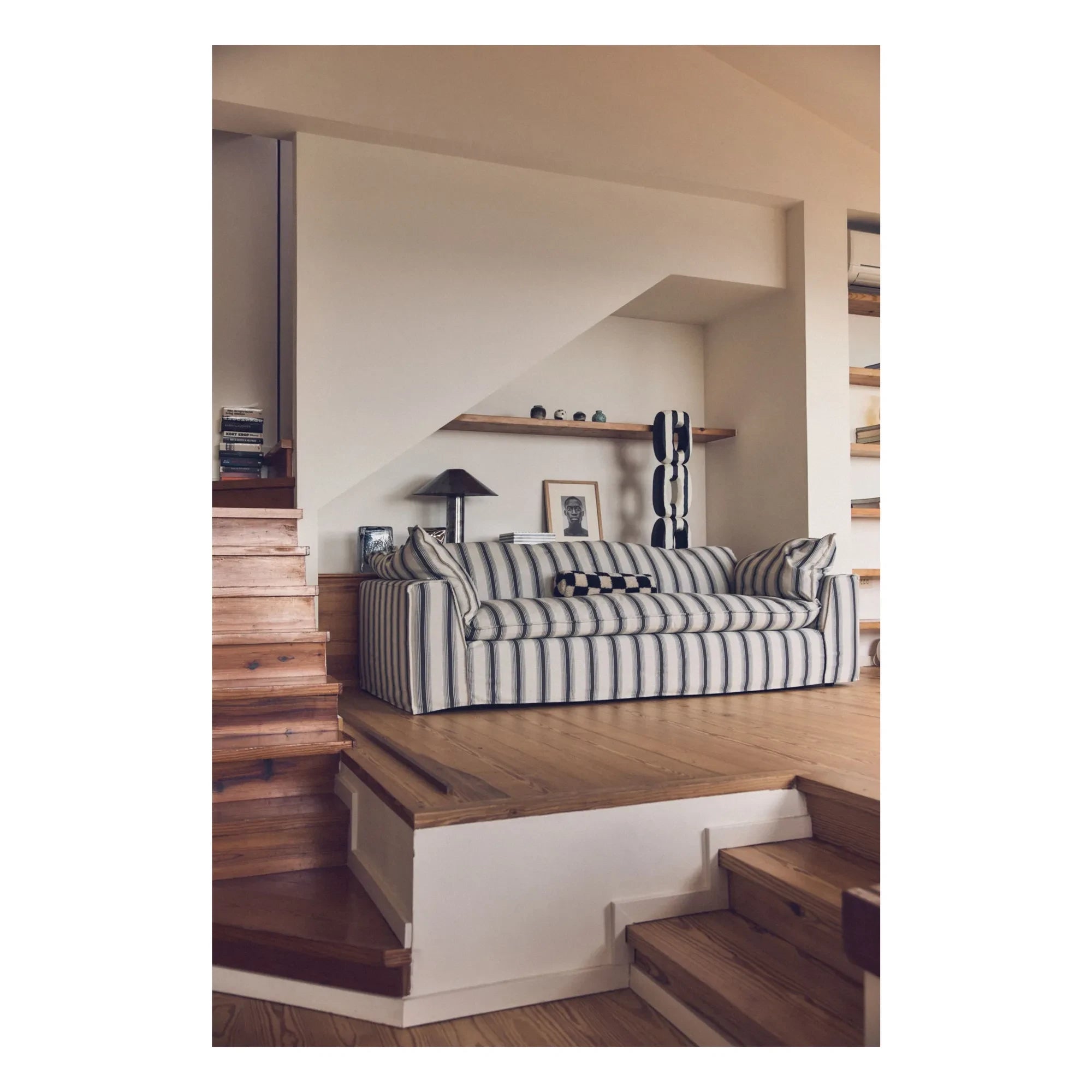 HKliving - Nomad 2 kişilik çizgili kanepe | Chalk