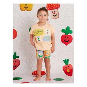 Halcyon Nights - Bio-Baumwoll-Radlerhose mit Gemüseprint | Orange