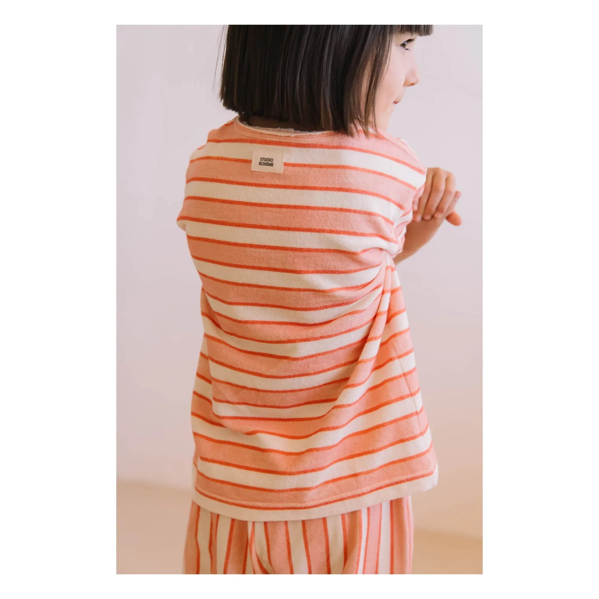 Studio Bohème - Gestreiftes T-Shirt aus Bio-Baumwolle | Rosa