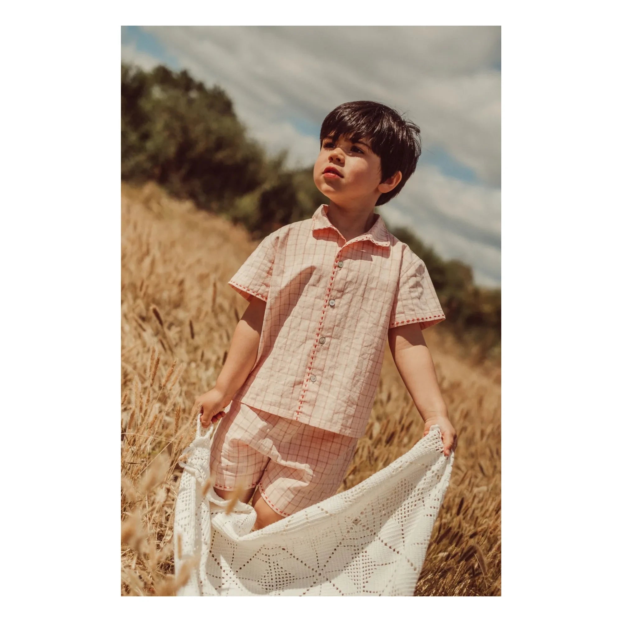 THE LiTTLE POETS - Alvaro besticktes Hemd Bio-Baumwolle kariert | Hellrosa