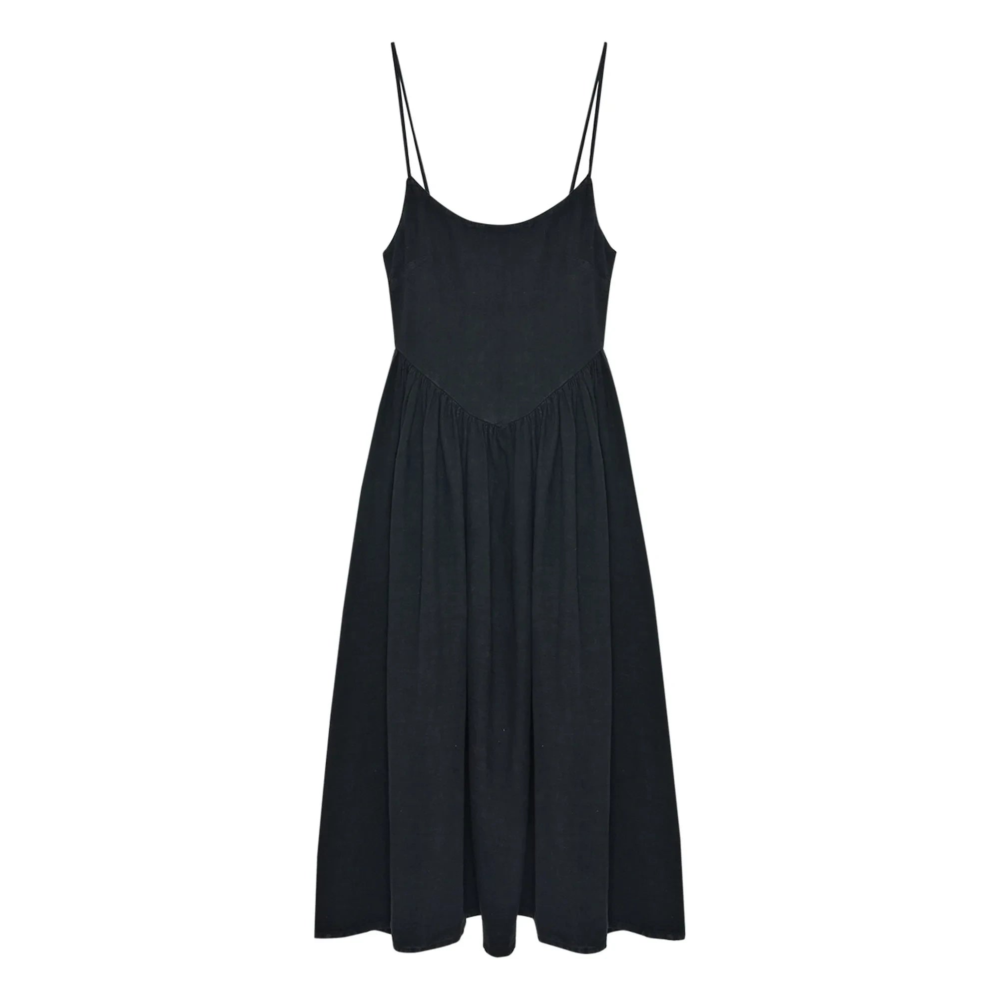 the new society - Lippia Baumwoll- und Leinenkleid | Schwarz
