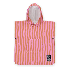 Beach & Bandits - Aloha Çizgili Organik Pamuk Ponço | Pembe