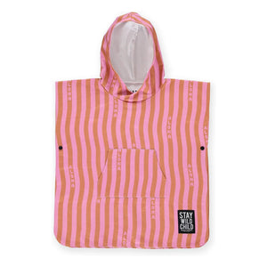 Beach & Bandits - Aloha Çizgili Organik Pamuk Ponço | Pembe