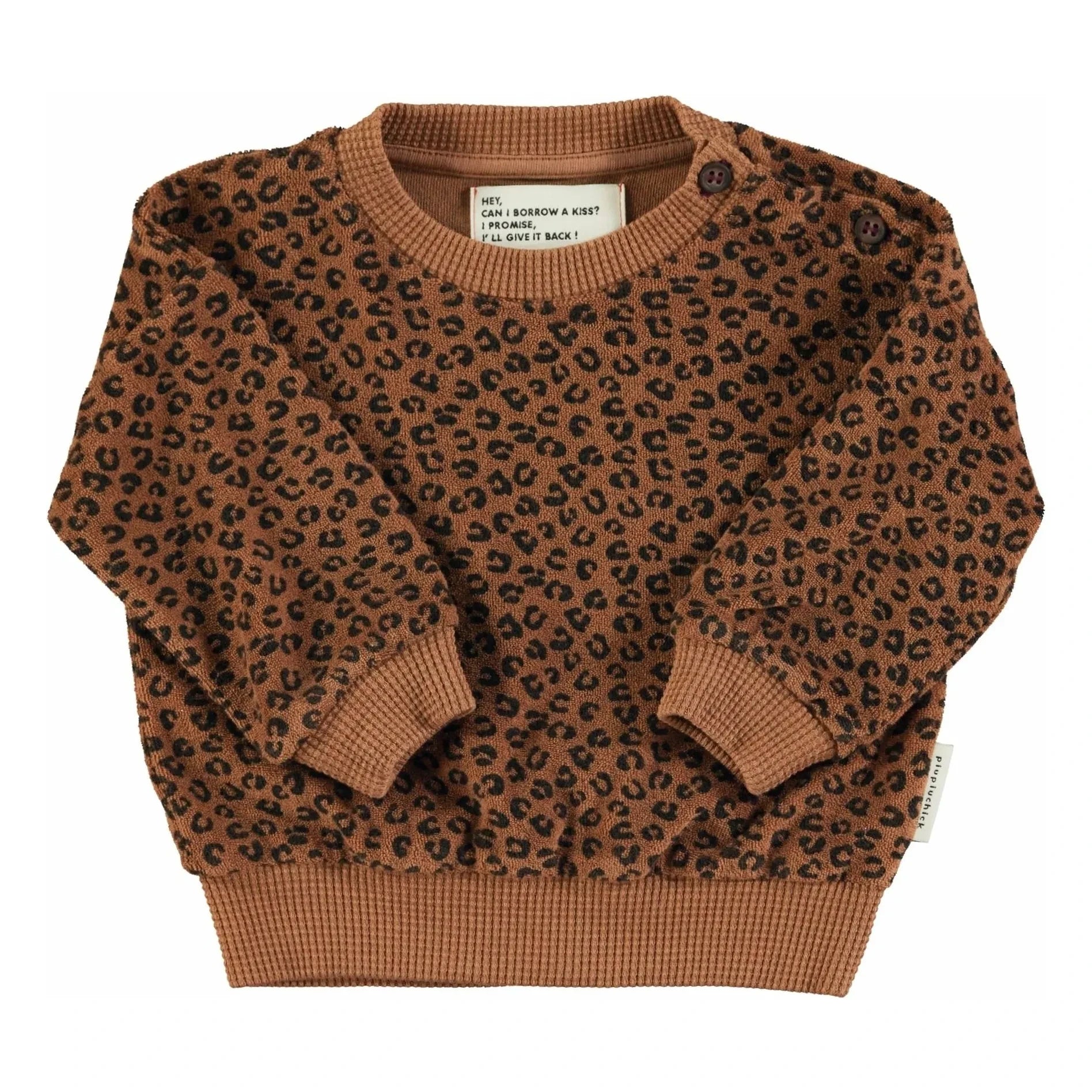 Piupiuchick - Leopar Sweat Organik Pamuklu Havlu Kumaş | Kahverengi