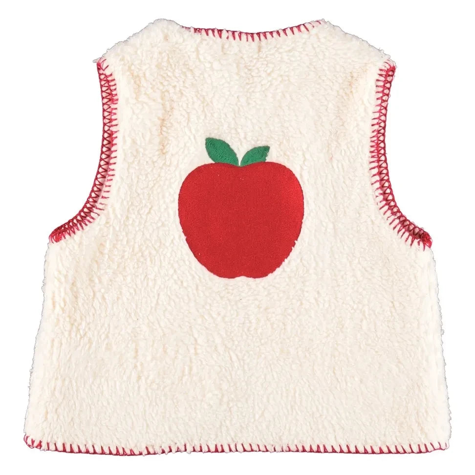 Bebe Organic - Sherpa Tarzı Kolsuz Ceket - Apples | Ecru