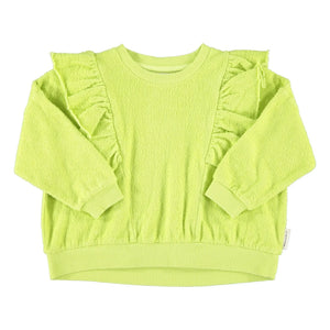 Piupiuchick - Flüoresan sarı | Organik pamuklu havlu rüfllü sweatshirt