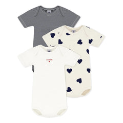 Petit Bateau - 3'lü Je T'aime Organik Pamuklu Body | Ekru