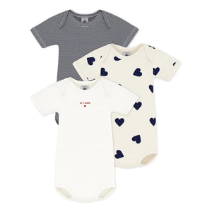 Petit Bateau - 3'lü Je T'aime Organik Pamuklu Body | Ekru