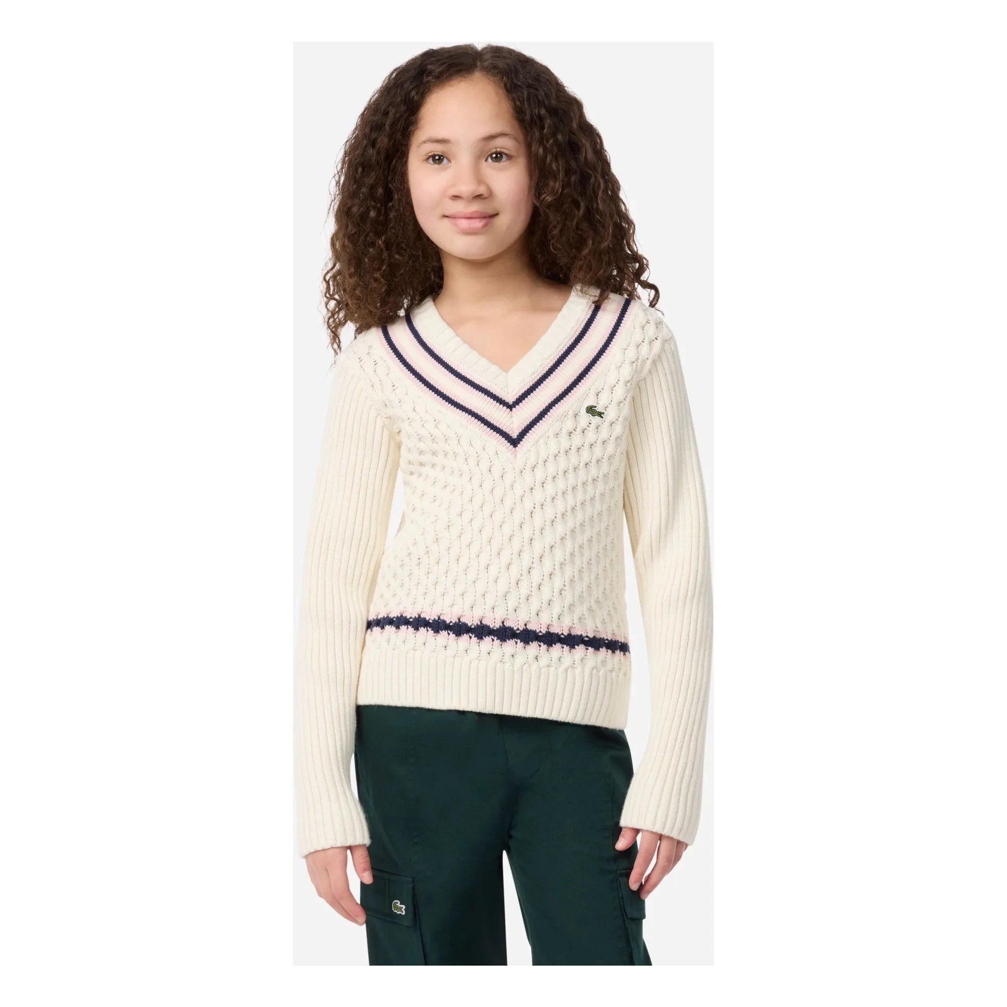 Lacoste – Pullover aus Bio-Baumwolle mit Zopfmuster | Ecru