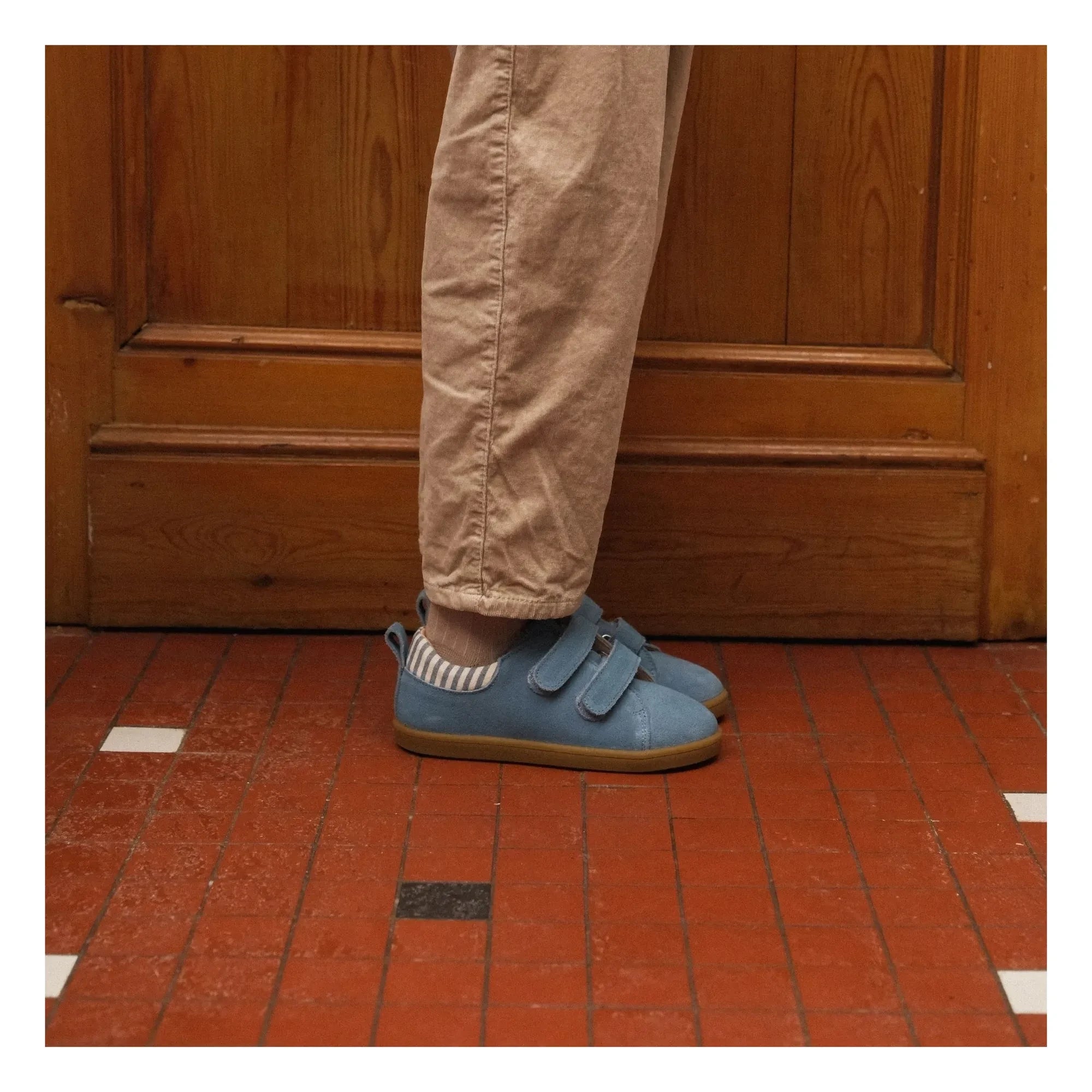 Lazare - Mahaut Gestreifter Wildleder-Sneaker | Jeansblau