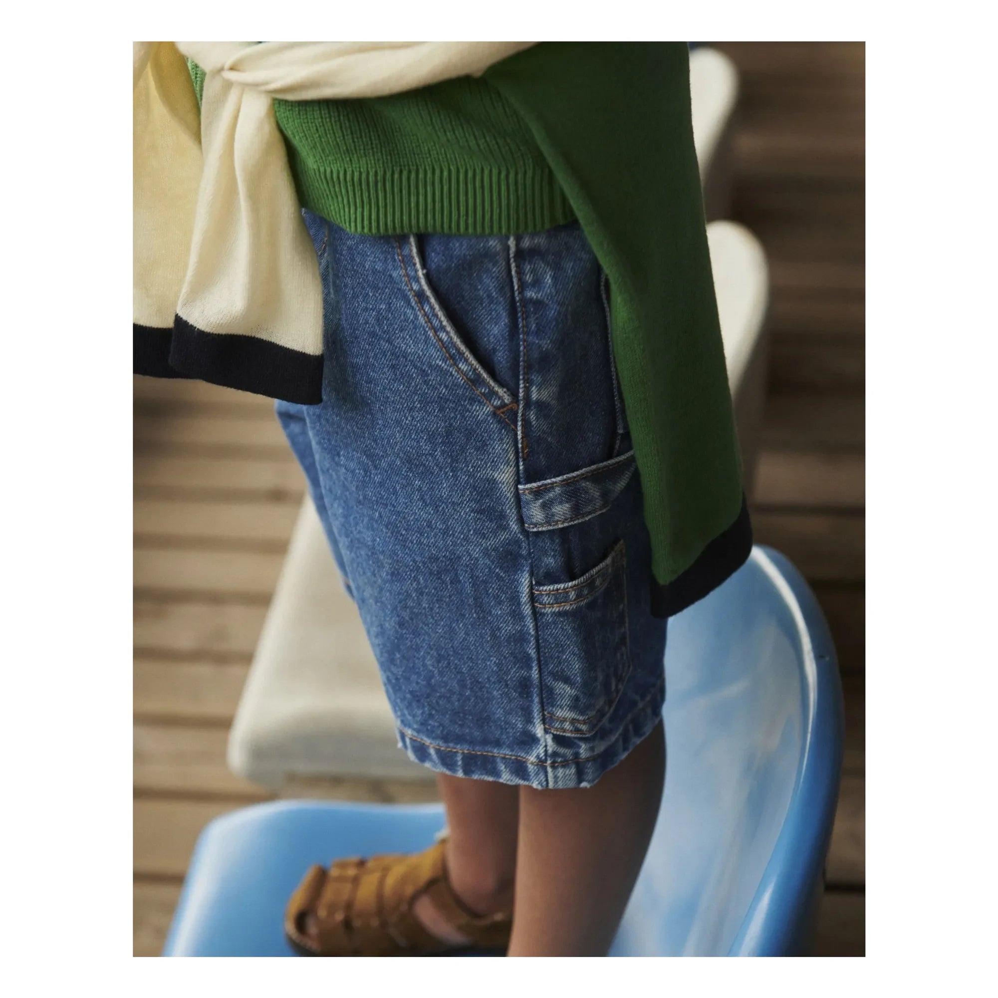 Copenhagen Colors - Denim Cargo Organic Cotton Shorts | Indigo blue