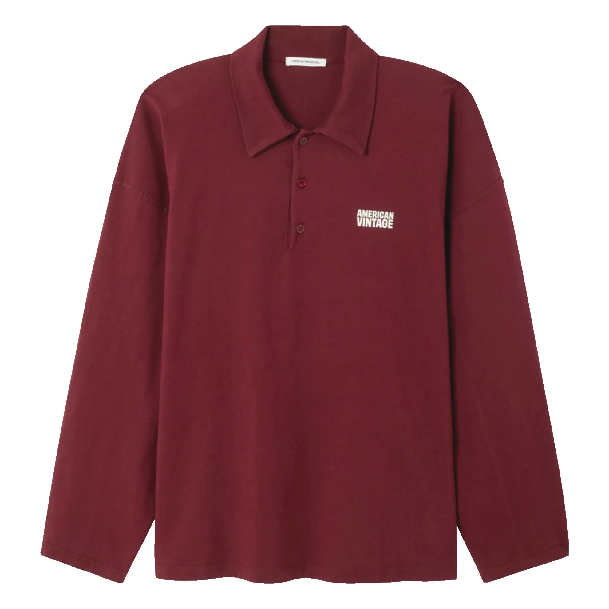 American Vintage - Bol Polo Yaka Tişört | Bordo