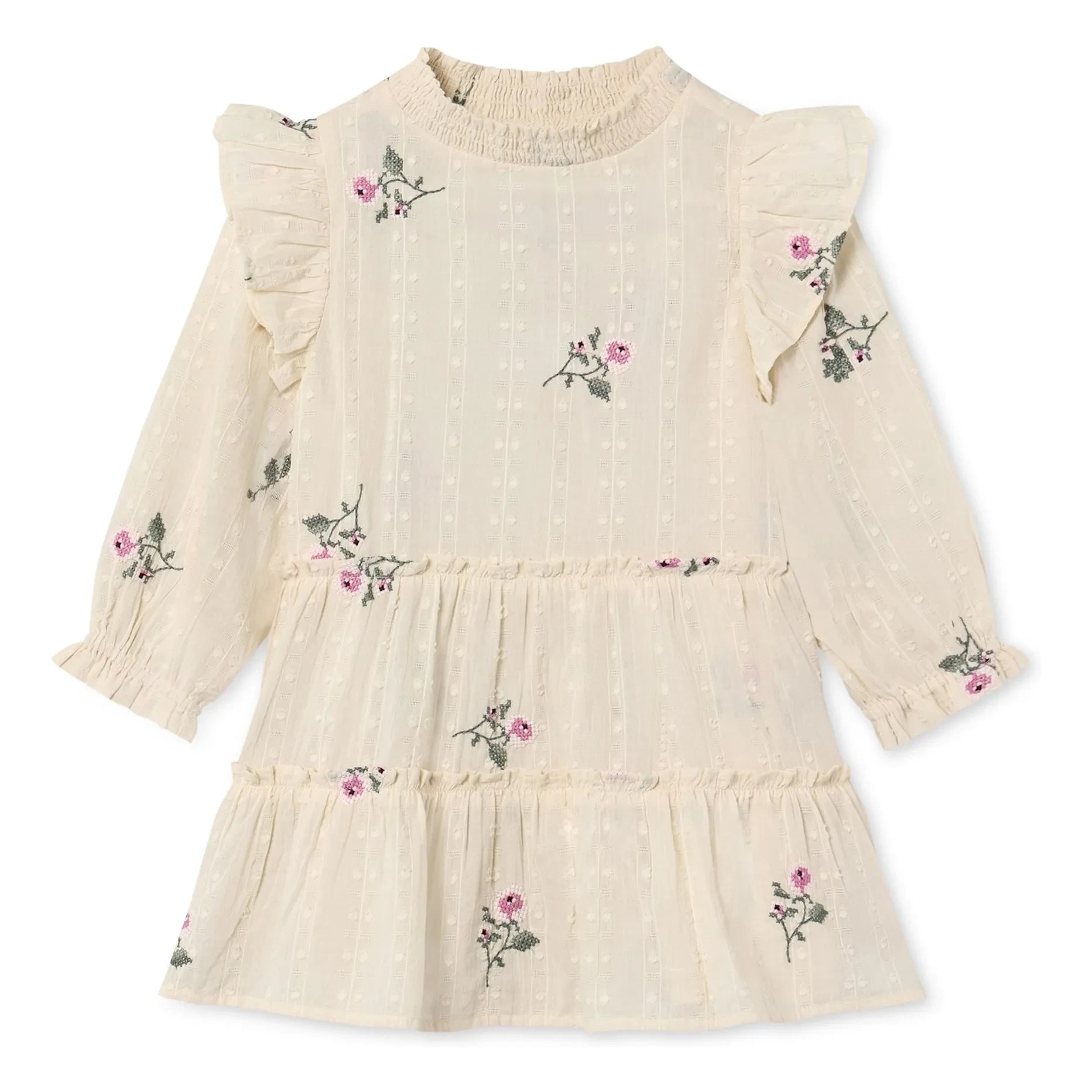 Fliink - Flower Dobby Elbise | Ecru