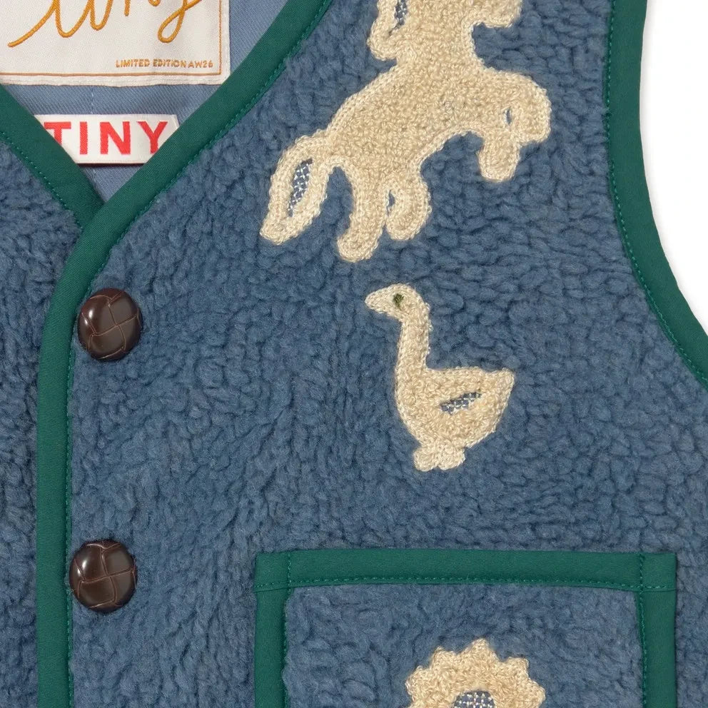Tinycottons – Ärmellose Sherpa-Jacke von Oies | Blau