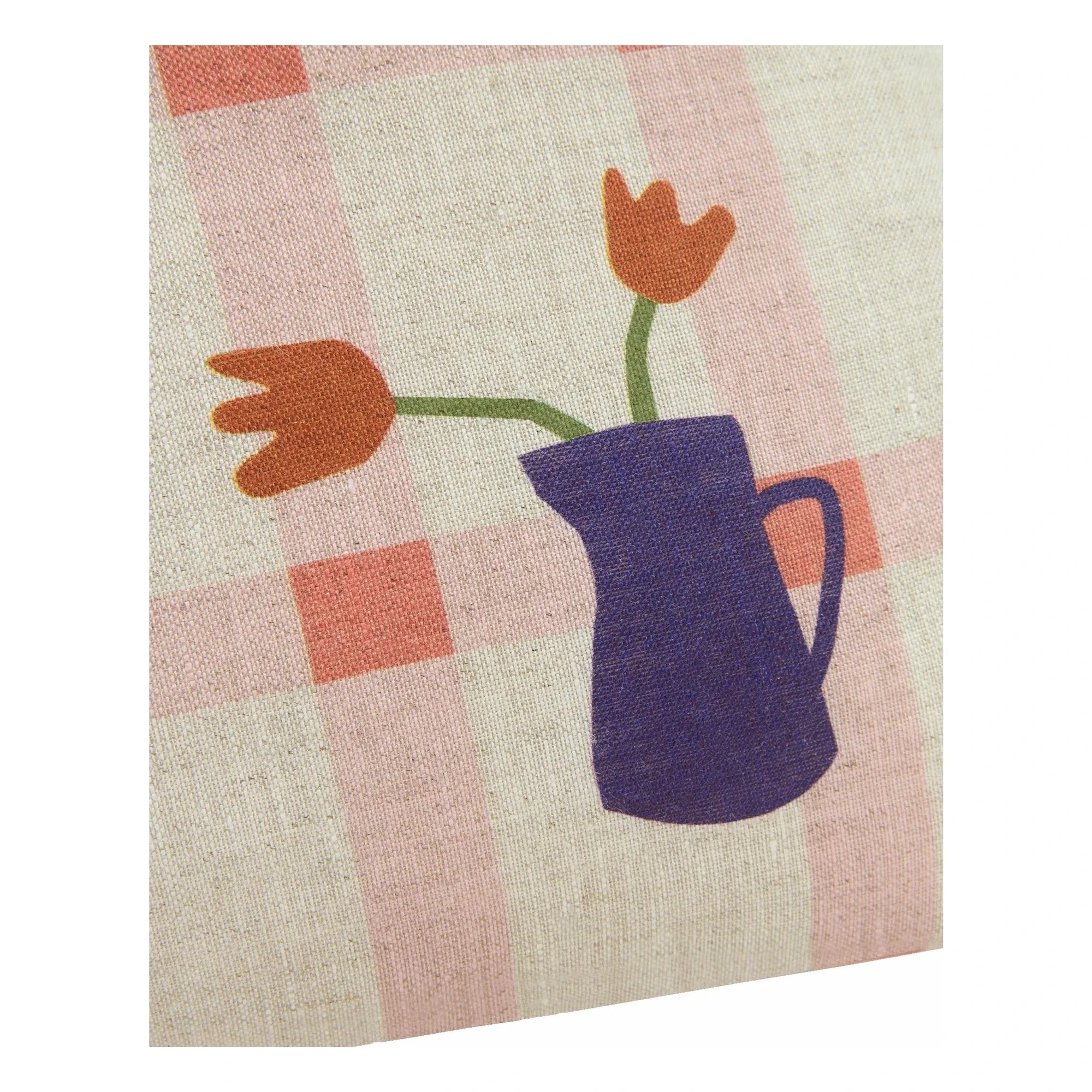 Nobodinoz - Tulipe Vibes dikdörtgen yastık - French Linen | Pembe