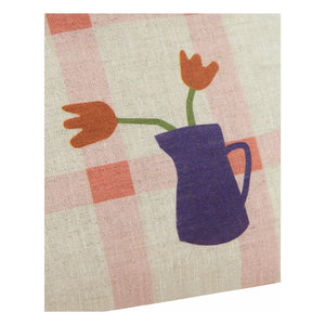 Nobodinoz - Tulipe Vibes dikdörtgen yastık - French Linen | Pembe