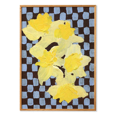 Paper Collective - Flowers with Checks 05 Poster, Liat Greenberg | Blue